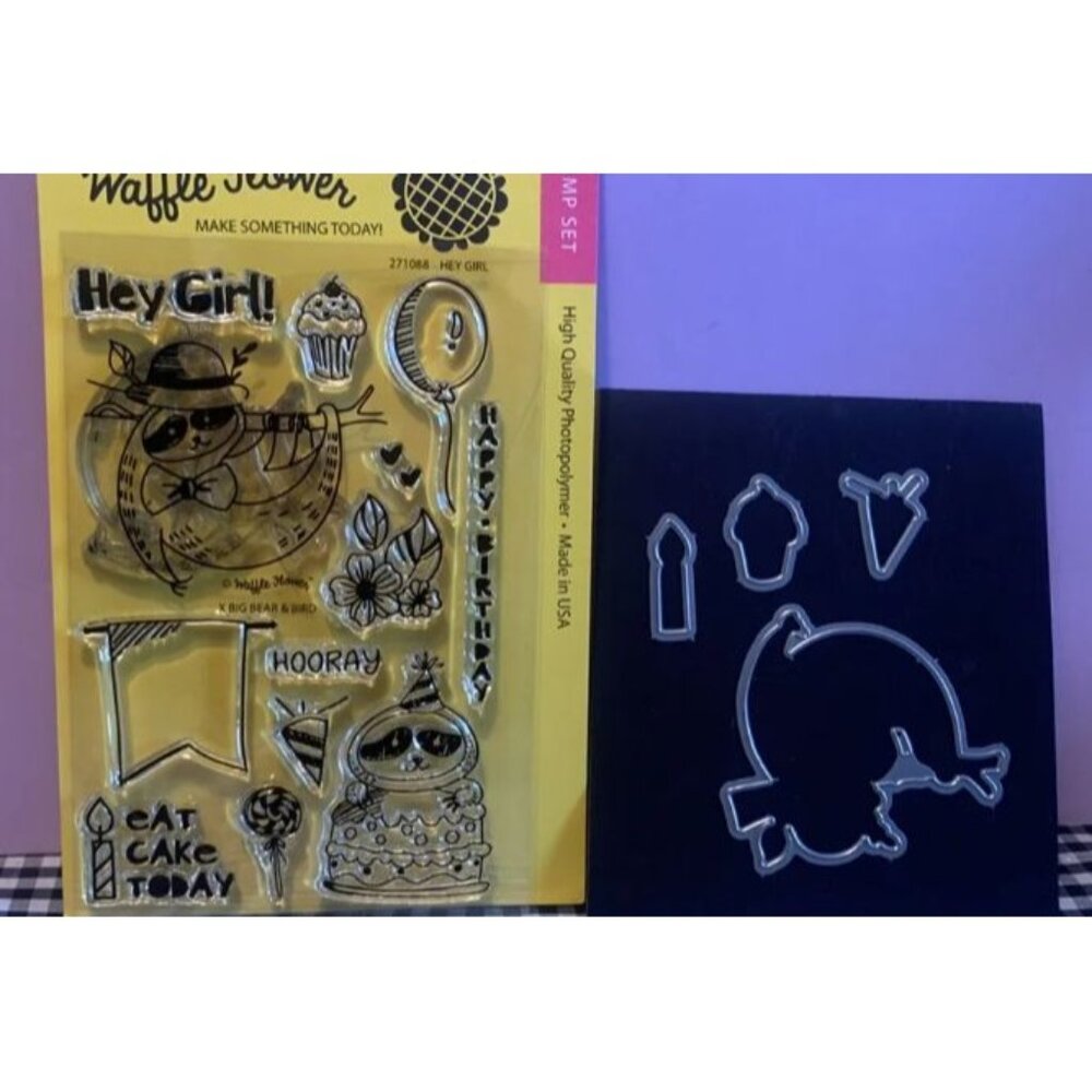 Hey Girl Waffle Flower Clear Stamps & Metal Dies Set